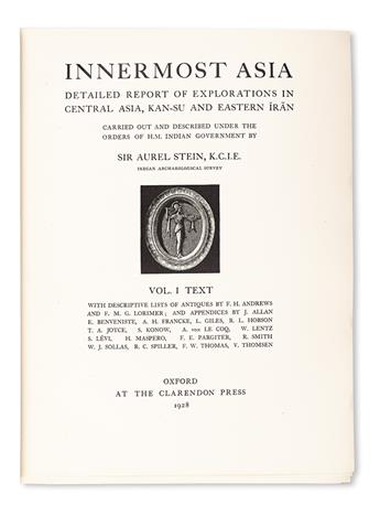 STEIN, MARC AUREL, Sir.  Innermost Asia: Detailed Report of Explorations in Central Asia [etc.].  Vols. 1-3 (of 4).  1928